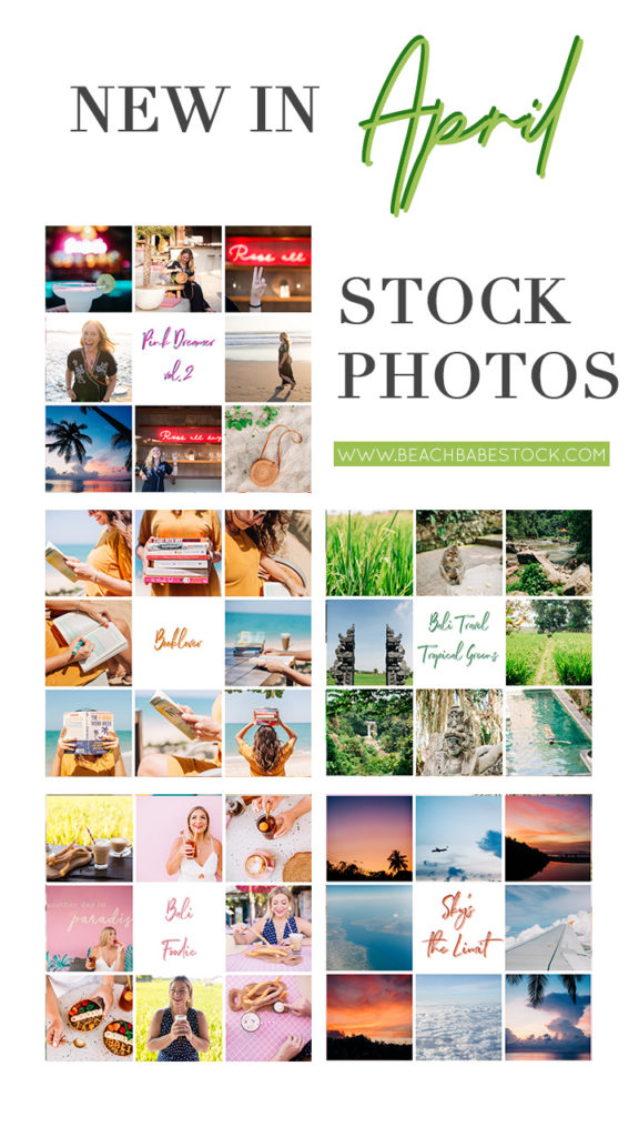 New Stock Photo bundles on Beach Babe Stock April 2020: Pink Dreamer 2, Booklover, Bali Travel Tropical Greens, Bali Foodie, and Sky's the Limit.