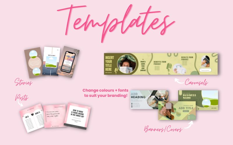 Ready to use Canva templates for social media, blog and website banners to help bloggers, social media managers and online business owners save time.